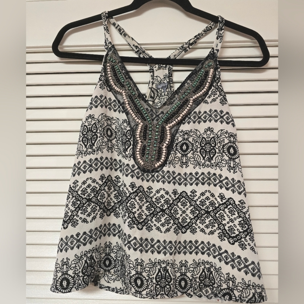 Charlotte Russe - Beaded Lightweight V-Neck Racerback Top